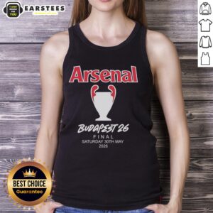 Good Arsenal FC Budapest 2026 UEFA Champions League Final tank top featuring team logo and vibrant design.