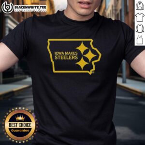 Nice Iowa Steelers State Outline Logo T-Shirt featuring unique design for Iowa fans and football enthusiasts.