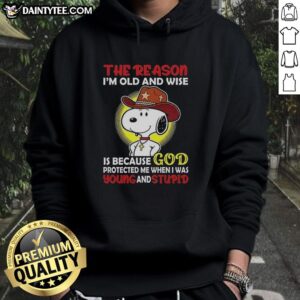 Good Cowboy Snoopy hoodie with the quote about wisdom and protection, perfect for fans of Snoopy and inspirational apparel.