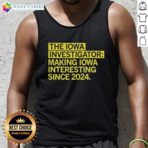 Hot Iowa Investigator tank top design, promoting Iowa's uniqueness and charm since 2024, perfect for casual wear.