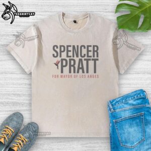 Premium Spencer Pratt for Mayor of Los Angeles logo on a washed t-shirt, showcasing a stylish political statement.