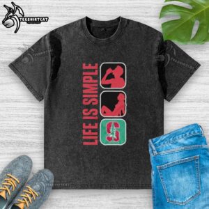 Original Life Is Simple Drink Love Stanford Cardinal washed t-shirt showcasing vibrant design and soft fabric for fans.