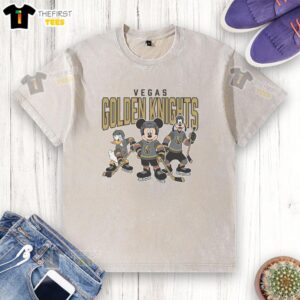 Awesome Vegas Golden Knights Disney Team Ice Hockey washed t-shirt showcasing team pride and vibrant design.