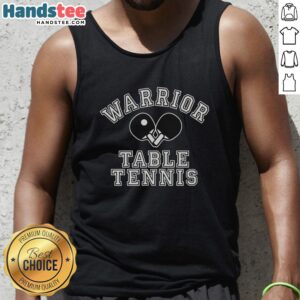 Premium Warrior Table Tennis tank top featuring two crossed ping pong paddles in a stylish design.