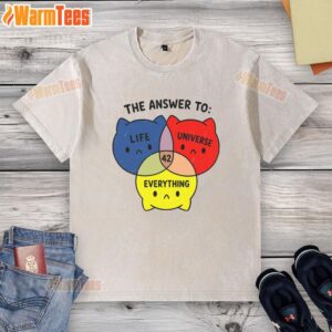 Official The Answer To Everything 42 washed t-shirt in casual style, featuring iconic 42 design for fans of Douglas Adams.