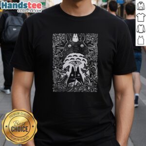 Official Totoro T-Shirt featuring small and big My Neighbor Totoro in a forest, designed in Inocut style.