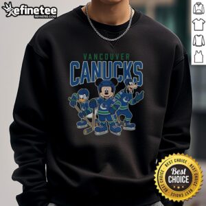 Awesome Vancouver Canucks Disney team ice hockey sweatshirt featuring vibrant colors and unique design.
