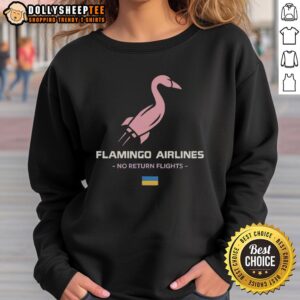 Good Flamingo Airlines No Return Flights Sweatshirt in vibrant colors, perfect for travel enthusiasts and casual wear.