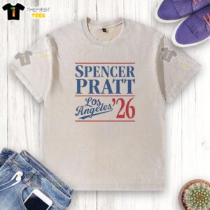 Spencer Pratt wearing a 'Los Angeles Mayor' sarcastic washed t-shirt, showcasing his playful political campaign.