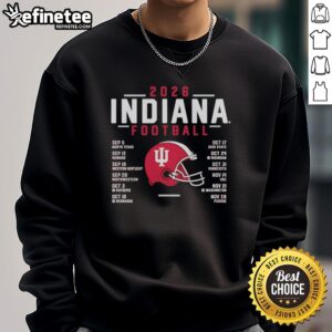 Official Indiana Hoosiers Helmet Football Schedule 2026 Sweatshirt featuring team colors and logo design.
