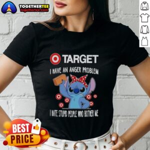 Pretty Stitch X Target ladies tee featuring 'I Have An Anger Problem' graphic, perfect for expressing frustration with annoying people.
