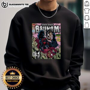 Top Venomous Brunson Venom X Jalen Brunson Marvel Comic Sweatshirt featuring a vibrant graphic design.