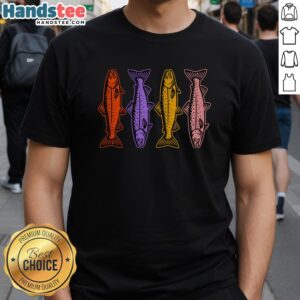 Alt Text: Original Rainbow Trout Fish Retro 80s T-Shirt featuring vibrant colors and classic design, perfect for fishing enthusiasts.
