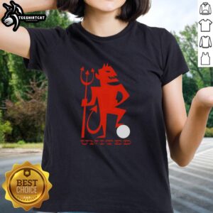 Alt Text: Stylish Original United Red Devil Ladies Tee featuring vibrant graphics and comfortable fit for passionate fans.