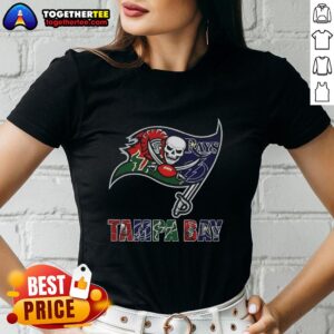 Awesome Tampa Bay Buccaneers NFL logo on a ladies tee, showcasing team spirit for Tampa Bay sports fans.