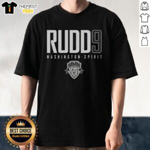 Nice Rudd9 Washington Spirit T-Shirt showcasing team colors and logo, perfect for fans supporting women's soccer.