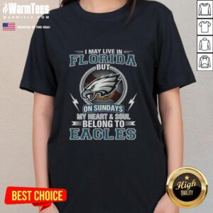 Original Philadelphia Eagles NFL ladies tee with 'My heart and soul belong to Eagles' slogan, perfect for fans.