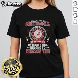 Premium Alabama Crimson Tide ladies tee featuring 'My heart and soul belong to Crimson Tide' design for fans.