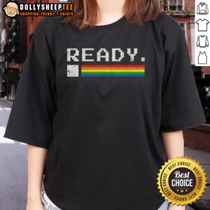 Top-Ready Commodore 64 Pixel Art Ladies Tee featuring vibrant retro graphics and a stylish fit for gamers.