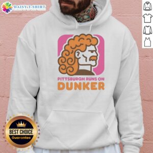 Alt Text: Hot Pittsburgh Runs on Dunker Style Dunkin Donut Hoodie, featuring a vibrant design and cozy fit for donut lovers.