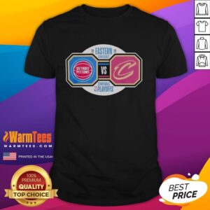 Detroit Pistons vs Cleveland Cavaliers 2026 NBA Playoffs Eastern Conference Semifinals T-Shirt design featuring team logos.