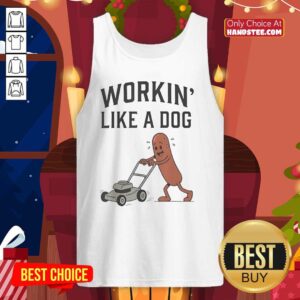 Premium Workin' Like A Dog hotdog work humor tank top featuring a fun graphic for dog lovers and hardworking professionals.