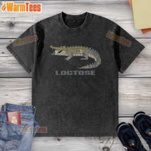 Alt Text: Pretty Loctose Gator washed t-shirt featuring a vibrant alligator design for a stylish casual look.