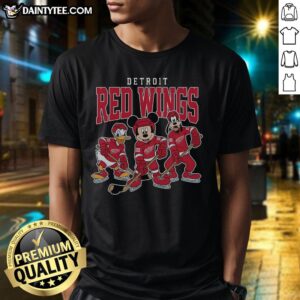 Alt Text: Pretty Detroit Red Wings Disney team ice hockey T-shirt featuring vibrant graphics and a comfortable fit.