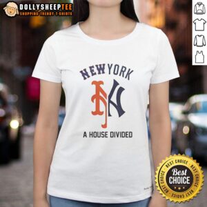 2026 Subway Series ladies tee featuring New York Yankees and New York Mets designs, perfect for fans of both teams.