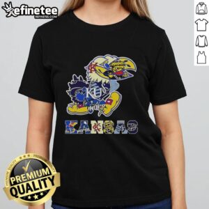 Ladies tee featuring the Nice Kansas sport teams logo, showcasing schools from the state in a stylish design.