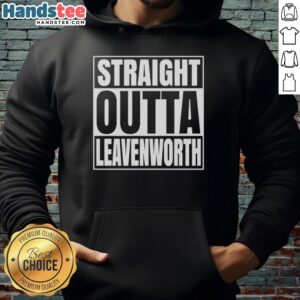 Official Straight Outta Leavenworth United States Prison Hoodie in black with bold graphic design and cozy fit.