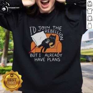 Lazy cat in a Funny Rebellion on the Couch sweatshirt, showcasing a humorous and relaxed vibe perfect for pet lovers.