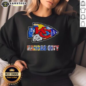 Original Kansas City Chiefs, Royals, and Sporting Kansas City logo mashup sweatshirt design for sports fans.