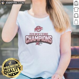 Original Rider Broncs Maac Men's Tennis Championship 2026 logo on a stylish ladies tee in vibrant colors.