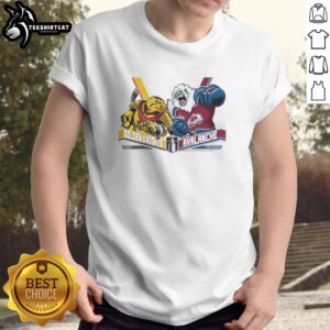 Original Vegas Golden Knights vs Colorado Avalanche 2026 Western Conference Finals hockey mascot t-shirt design.