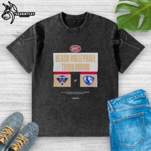 Alt Text: Original UT Martin vs Eastern Illinois 2026 OVC beach volleyball washed t-shirt featuring team logos and vibrant colors.