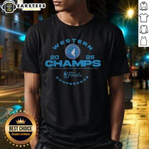 Original Minnesota Timberwolves Western Conference Champions T-Shirt for NBA Final 2025-26, featuring team logo and colors.