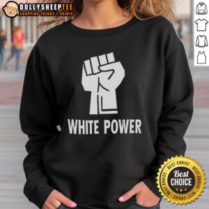 Pretty white sweatshirt featuring a raised fist design, symbolizing empowerment and social justice.