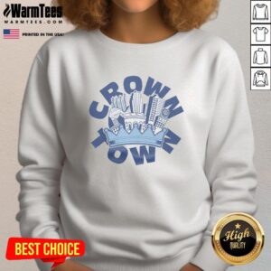 Official Crown Town Cityscape Sweatshirt featuring a vibrant skyline design, perfect for urban fashion lovers.