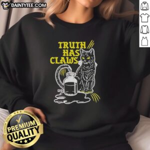 Hot Cat Truth Has Claws Sweatshirt featuring a bold graphic design of a fierce cat, perfect for stylish cat lovers.
