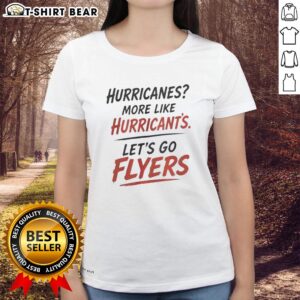 Official Philadelphia Flyers Hurricanes tee for women featuring 'More Like Hurricants' slogan. Perfect for Flyers fans!
