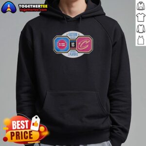 Good Detroit Pistons vs Cleveland Cavaliers 2026 NBA Playoffs Eastern Conference Semifinals hoodie featuring team logos.