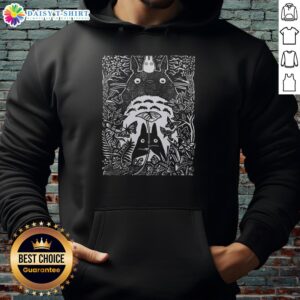 Small and big Totoro in forest, featuring Inocut style hoodie inspired by My Neighbor Totoro.