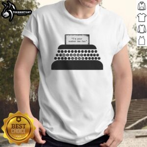 Official Number One Fan Retro Typewriter T-Shirt with vintage design, perfect for writers and typewriter enthusiasts.
