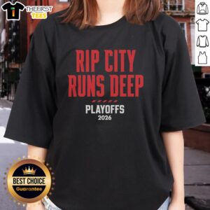 2026 Portland Trail Blazers Rip City Runs Deep playoffs ladies tee showcasing team spirit and style.