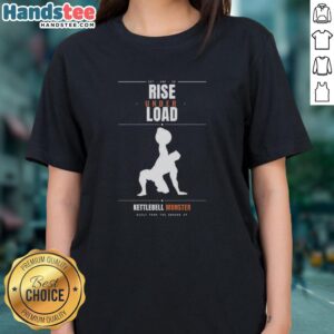 Premium Rise Under Load Kettlebell Monster Ladies Tee featuring a stylish design for fitness enthusiasts.