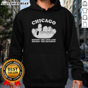 Top Chicago Snoopy hoodie featuring 'Keepin the Love and Holdin the Ketchup' design for trendy streetwear.