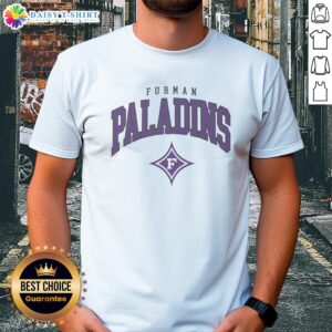 Original Furman Paladins classic logo t-shirt featuring vibrant colors and iconic design for fans and alumni.