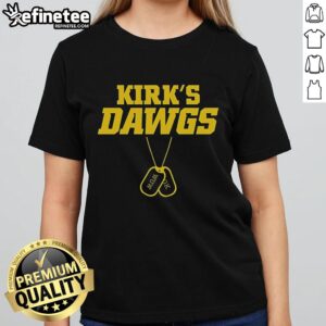 Premium Kirks Dawgs Washed Up Walkons X George Kittle Ladies Tee featuring stylish design and comfortable fit for fans.