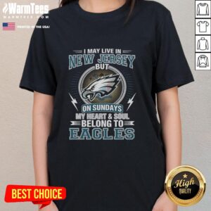 Alt Text: Original Philadelphia Eagles NFL ladies tee featuring 'My heart and soul belong to Eagles' design.